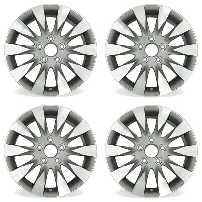16" Set of 4 16X6.5 Machined Grey Alloy Wheels For Honda Civic 2009-2011 OEM Quality Replacement Rim