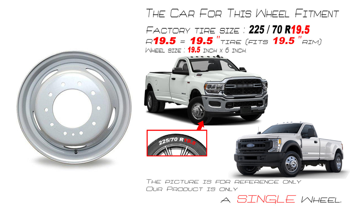 Brand New Single 19.5' 19.5x6 10 Lug Steel Wheel for Ford F450SD F550S — VeloSpinner