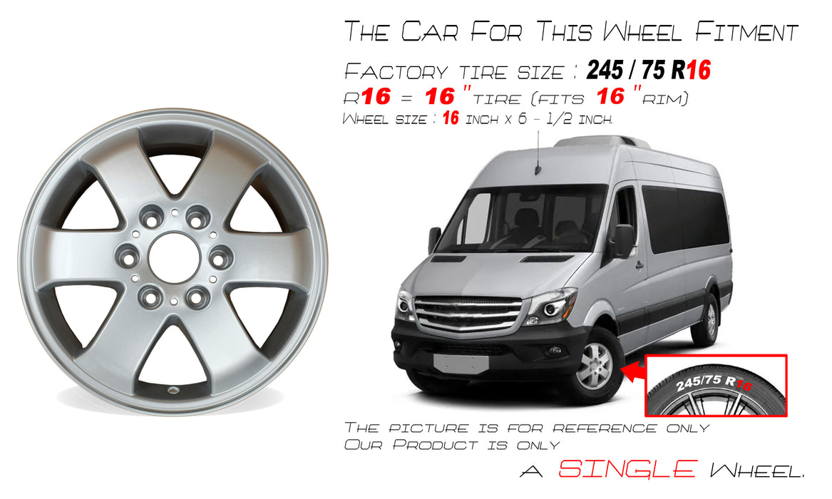 16” New Single 16x6.5 Silver Wheel for Mercedes-Benz Sprinter 1500 2500 2014-2023 OEM Design Replacement Rim