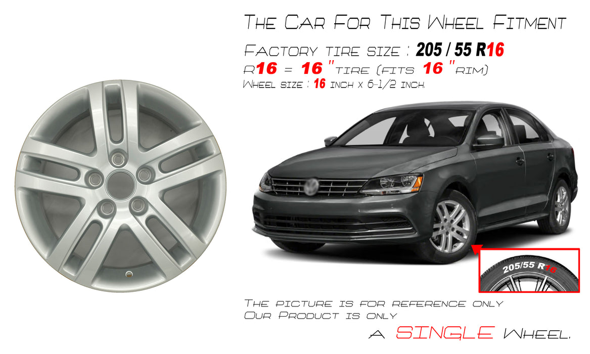 For Volkswagen Jetta OEM Design Wheel 16" 16x6.5 2005-2018 Silver Single Replacement Rim