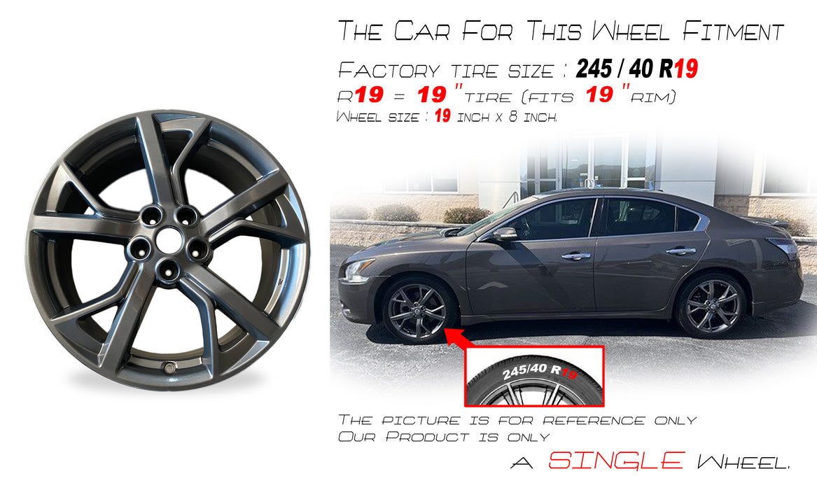 New Single 19" 19x8 Grey Alloy Wheel For 2012 2013 2014 Nissan Maxima OEM Quality Replacement Rim