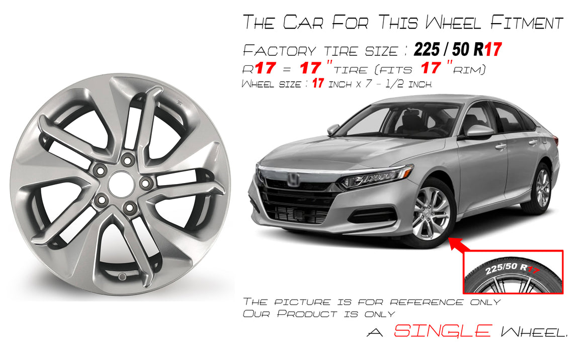 Brand New Single 17" 17x7.5 Alloy Wheel For HONDA ACCORD 2018-2020 SILVER OEM Quality Replacement Rim