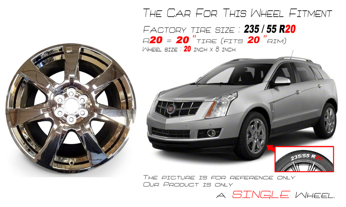 20" Brand New Single 20x8 Alloy Wheel for Cadillac SRX 2010-2013 Chrome Clad Cover OEM Quality Replacement Rim
