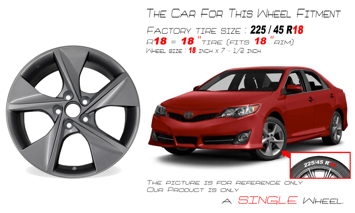 18” NEW Single 18x7.5 Charcoal Wheel for TOYOTA CAMRY 2012-2014 OEM Design Replacement Rim
