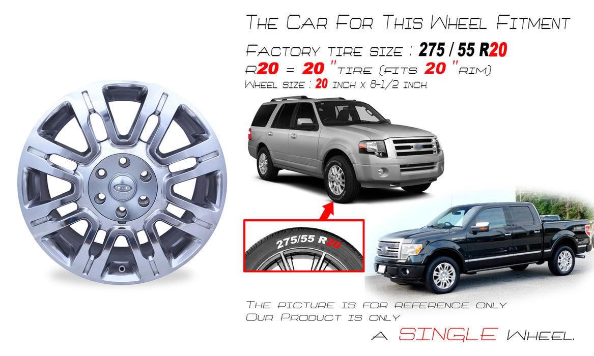 20" 20x8.5 New Single Polished Alloy Wheel For 2009-2014 Ford F150 EXPEDITION OEM Quality Replacement Rim
