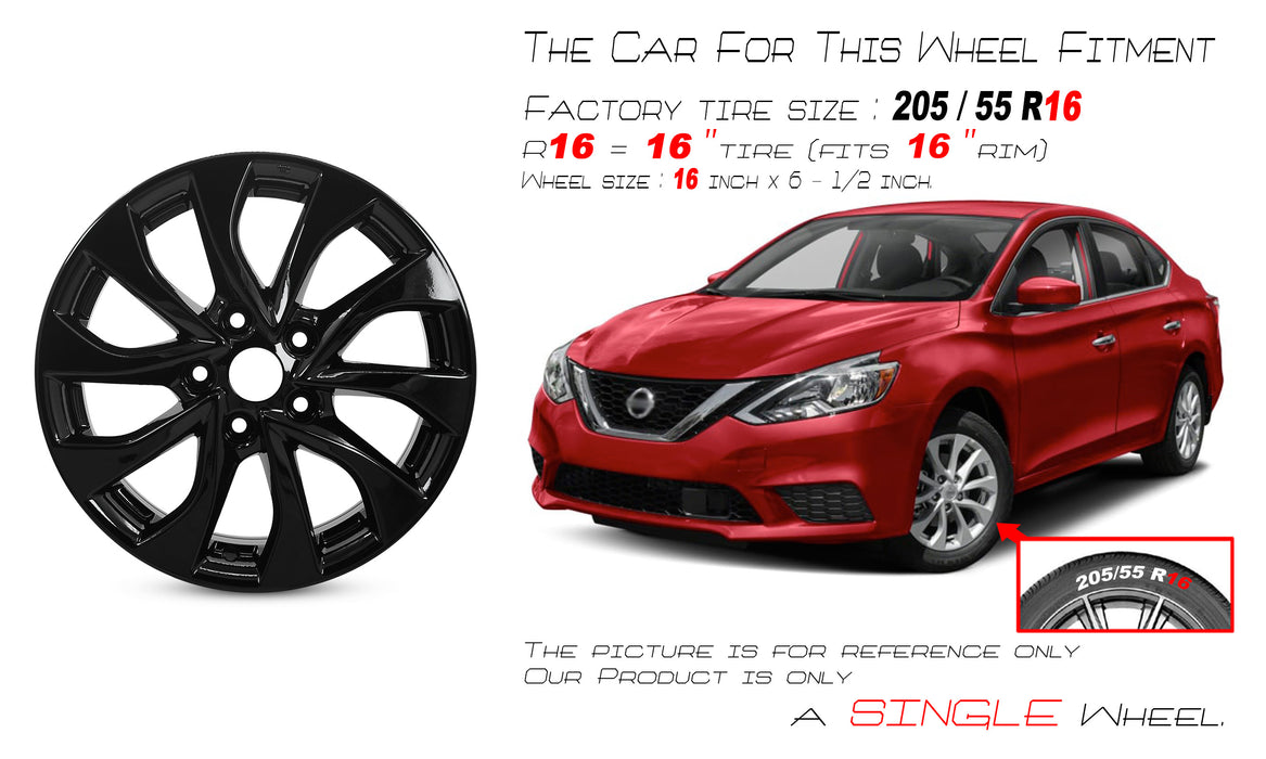 For Nissan Sentra OEM Design Wheel 16" 2016-2019 16X6.5 GLOSS BLACK Single Replacement Rim