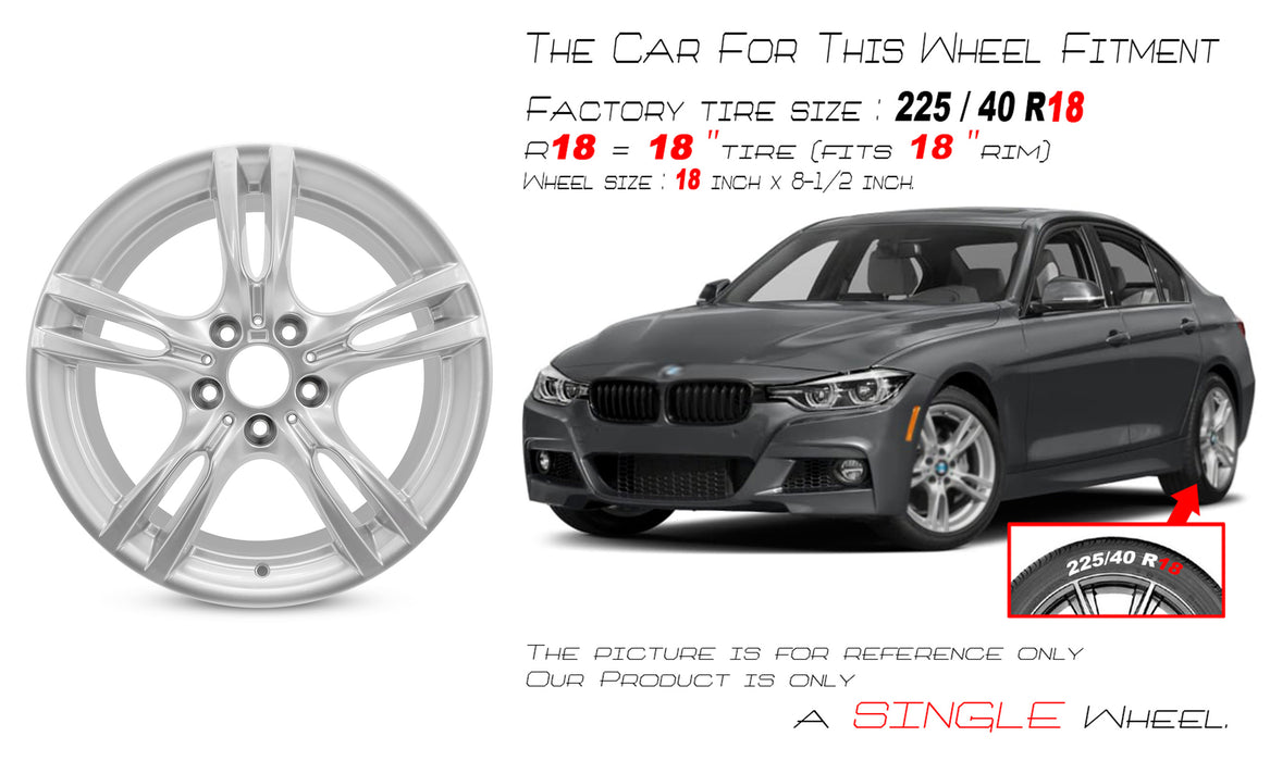 Brand New Single 18" Front Wheel For 2012-2020 BMW 3 & 4 SERIES ACTIVEHYBRID Silver OEM Design Replacement Rim
