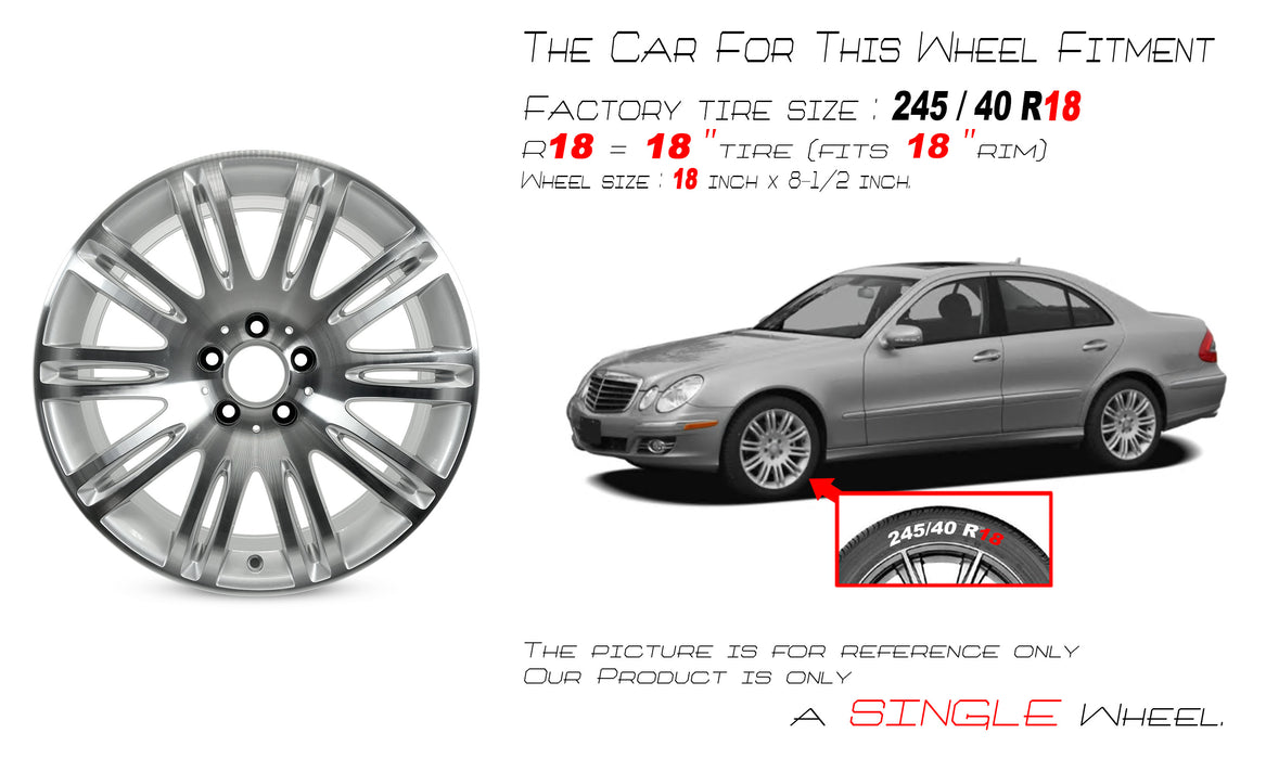 FRONT For Mercedes E350 E550 OEM Design Wheel 18" 18x8.5 2007-2009 Machined Silver Single Replacement Rim