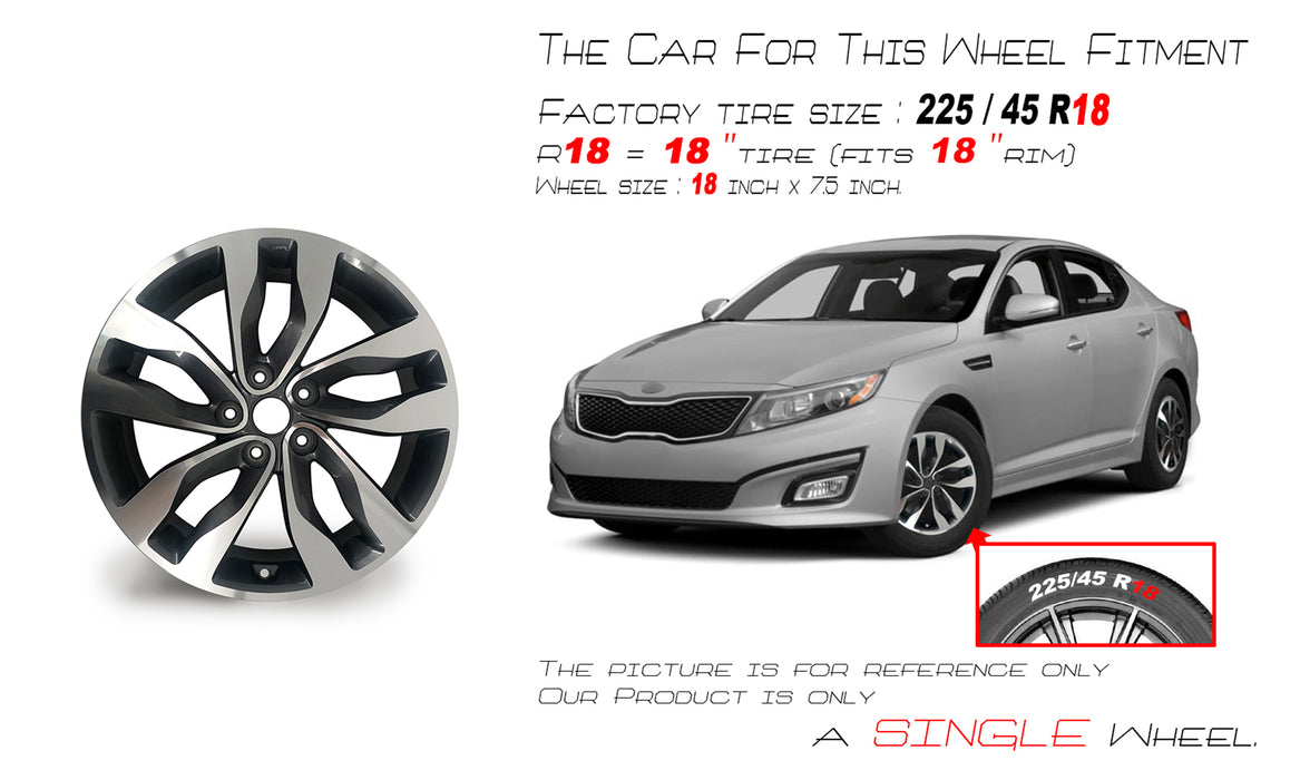For Kia Optima OEM Design Wheel 18" 18x7.5 2014-2015 Machined GREY Single Replacement Rim