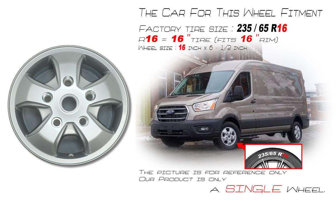 For Ford Transit 150 250 350 OEM Design Wheel 16" 2017-2021 16x6.5 Silver Single Replacement Rim HK411007AA