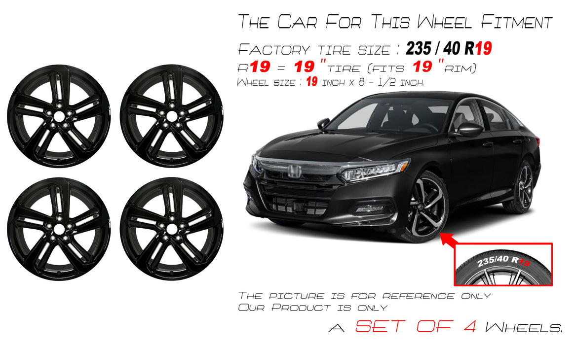 For Honda Accord OEM Design Wheel 19" 19x8.5 2018-2022 All Black Set of 4 Replacement Rim