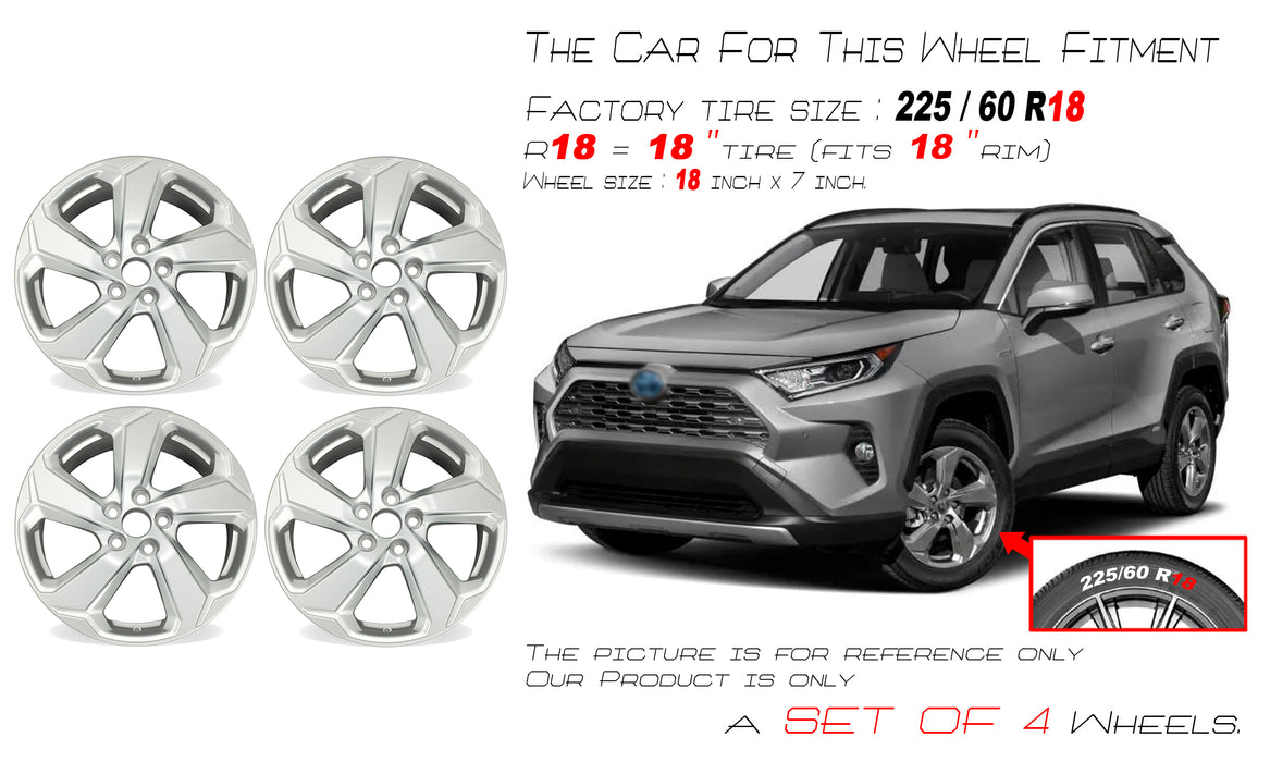 2022 Rav4 Rims 18” SET OF 4 18x7 HYPER SILVER Wheel for TOYOTA RAV4 2021 2022 OEM Des ...