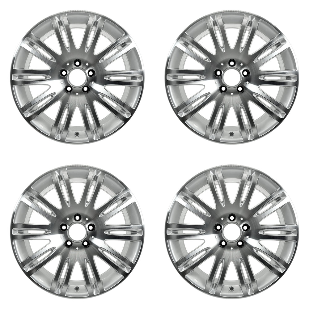 Front Rear For Mercedes E350 E550 OEM Design Wheel 18" 18x8.5 18x9 2007-2009 Machined Silver Set of 4 Replacement Rim