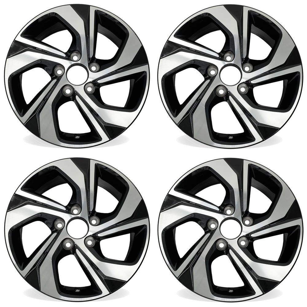 16” Set of 4 16x7 Machined Black Wheels for Honda Accord 2016 2017 OEM Design Replacement Rim