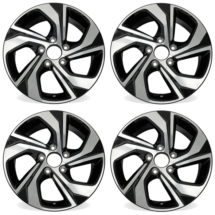 16” Set of 4 16x7 Machined Black Wheels for Honda Accord 2016 2017 OEM Design Replacement Rim