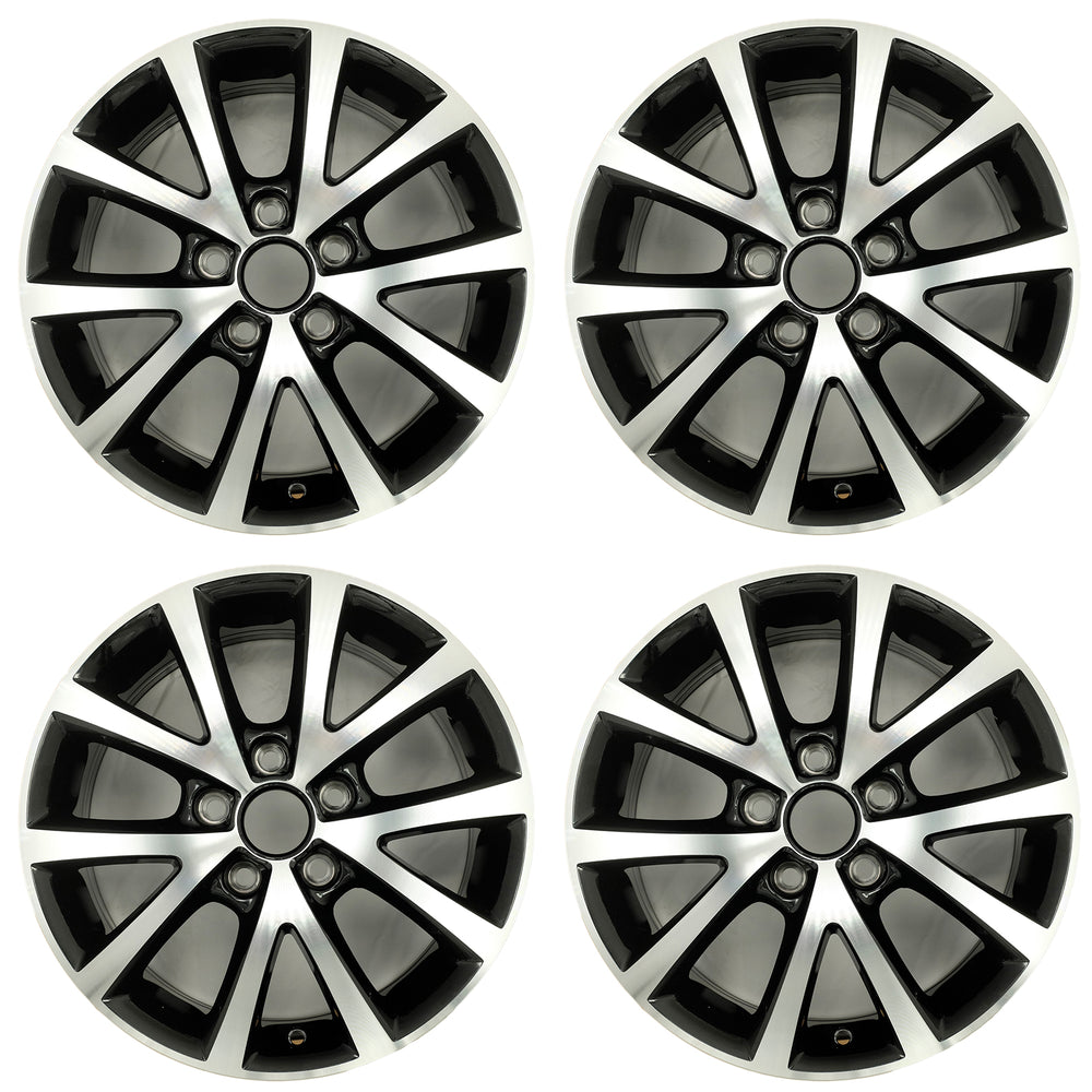 For Volkswagen Jetta OEM Design Wheel 16" 16x6.5 2015-2018 Machined Black Set of 4 Replacement Rim