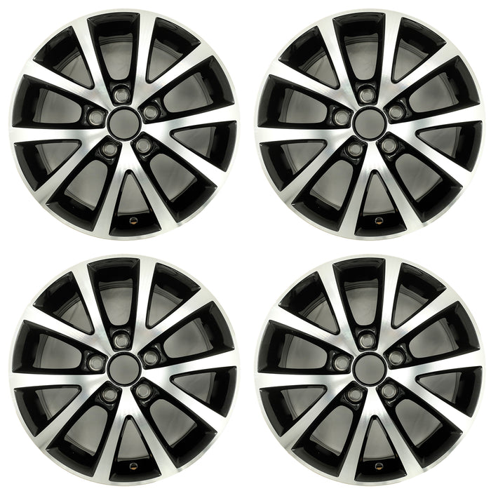 For Volkswagen Jetta OEM Design Wheel 16" 16x6.5 2015-2018 Machined Black Set of 4 Replacement Rim