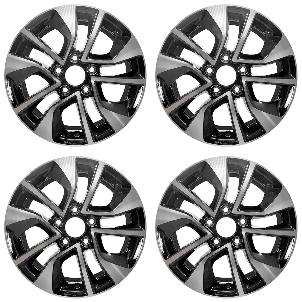 For Honda Civic OEM Design Wheel 16" 16x6.5 2013-2015 Machined Black Set of 4 Replacement Rim