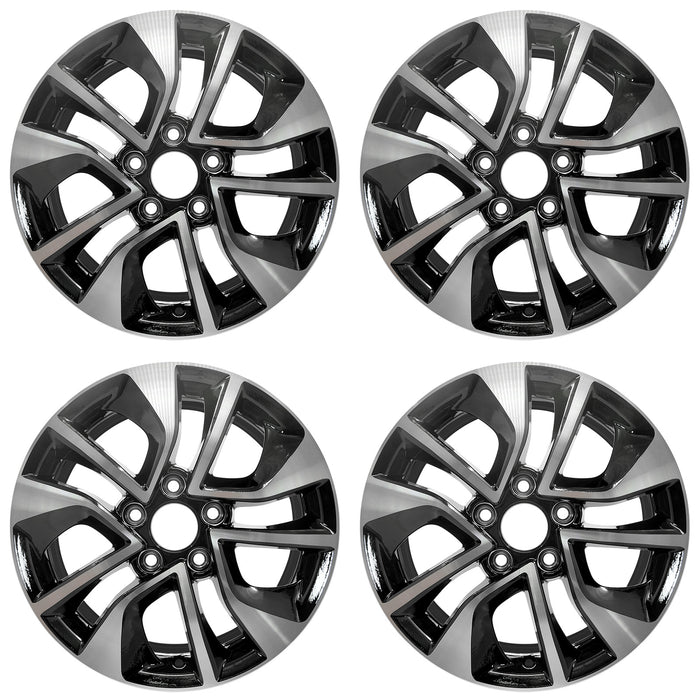 For Honda Civic OEM Design Wheel 16" 16x6.5 2013-2015 Machined Black Set of 4 Replacement Rim