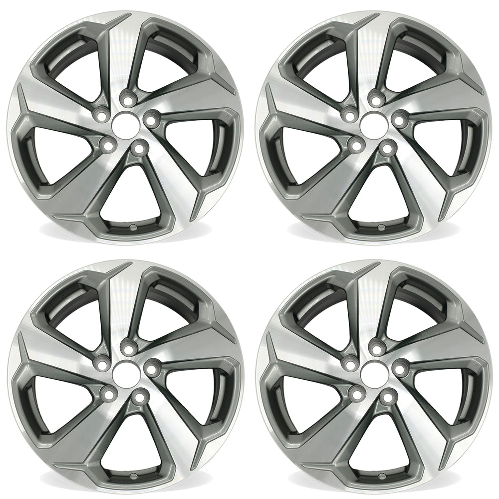 18” SET OF 4 18x7 MACHINED DARK GREY Wheel for TOYOTA RAV4 2021 2022 OEM Design Replacement Rim