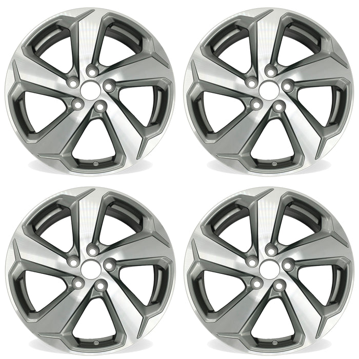 18” SET OF 4 18x7 MACHINED DARK GREY Wheel for TOYOTA RAV4 2021 2022 OEM Design Replacement Rim