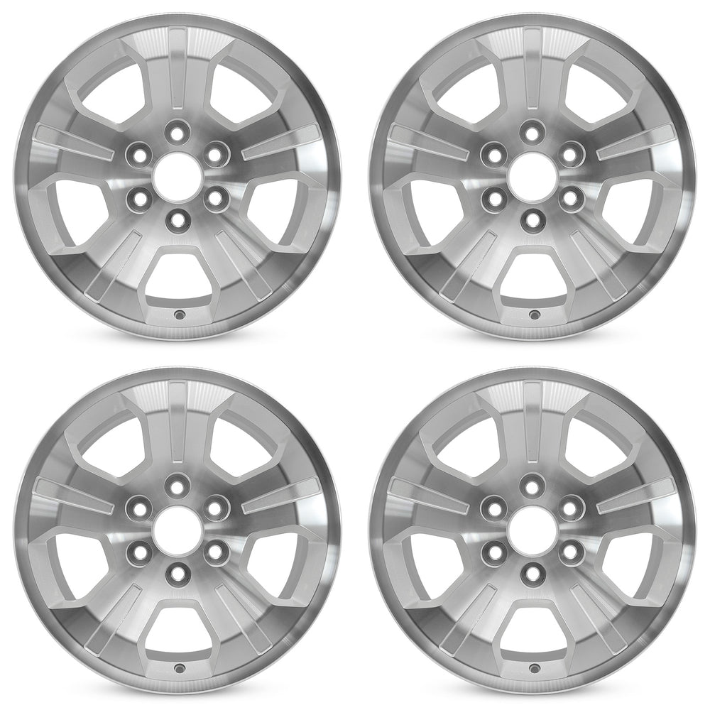 For Chevrolet Sierra Silverado 1500 OEM Design Wheel 18" 18x8.5 2014-2019 Machined Silver Set of 4 Replacement Rim