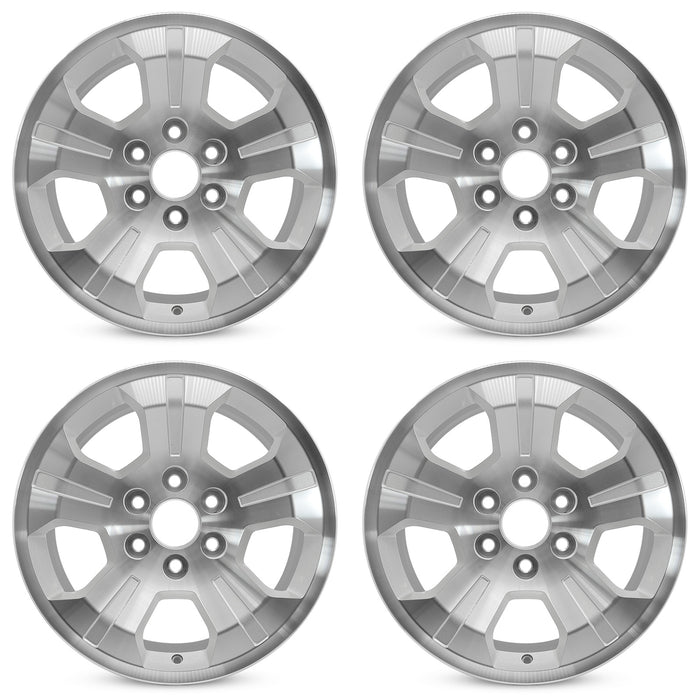 For Chevrolet Sierra Silverado 1500 OEM Design Wheel 18" 18x8.5 2014-2019 Machined Silver Set of 4 Replacement Rim