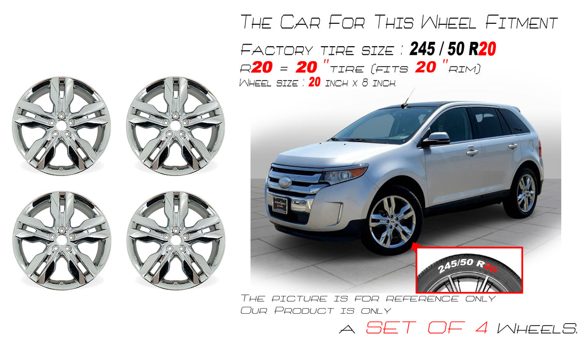 For Ford Edge Chrome Clad OEM Design Wheel 20" 20x8 2011 2012 2013 2014 Set of 4 Replacement Rim 3847 03847