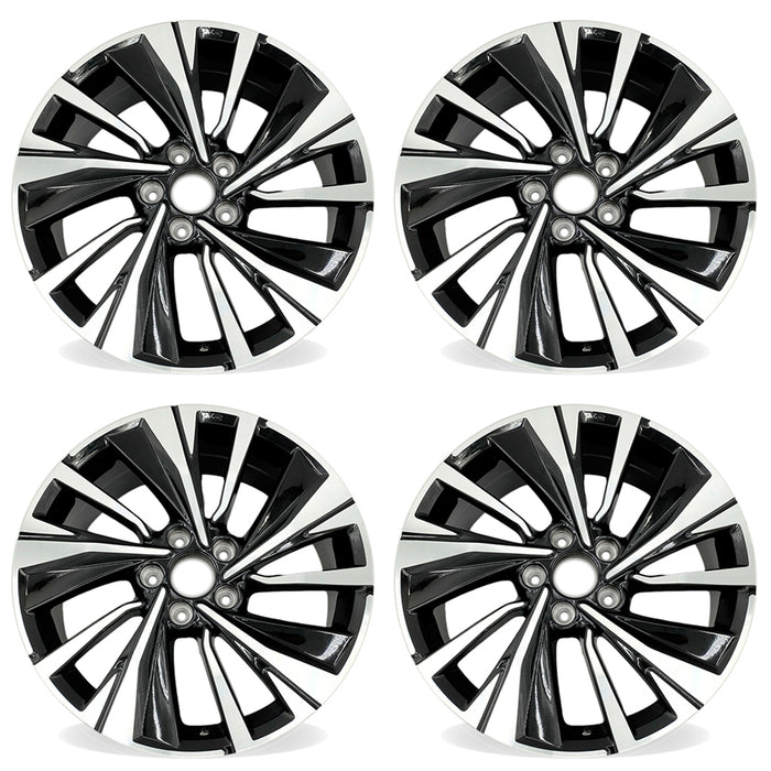 For Honda Accord OEM Design  Wheel 18" 18x8 2016-2017 Machined Black Set of 4 Replacement Rim