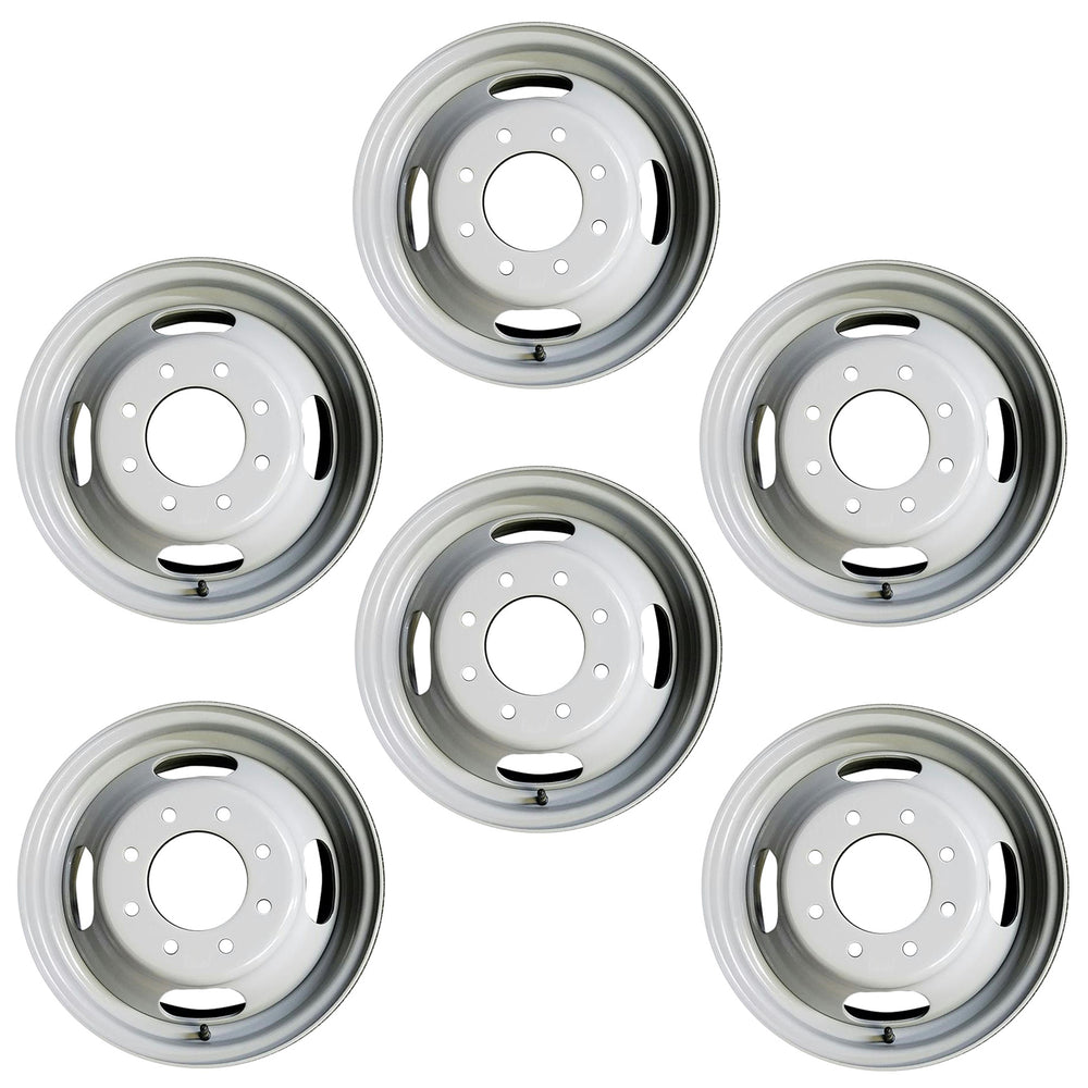 Set of 6 16" Dually GRAY Steel Wheels for 2001-2025 Chevy Express GMC SAVANA SIERRA SILVERADO 3500 OEM Design Replacement Rim