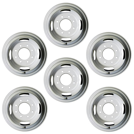 Set of 6 16" Dually GRAY Steel Wheels for 2001-2025 Chevy Express GMC SAVANA SIERRA SILVERADO 3500 OEM Design Replacement Rim