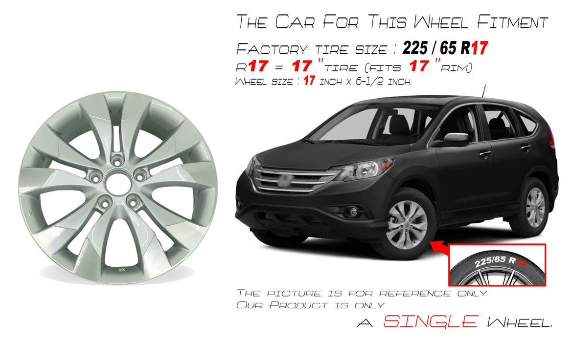 17" Single 17x6.5 Silver Wheel For Honda CR-V 2012-2014 OEM Quality Replacement Rim