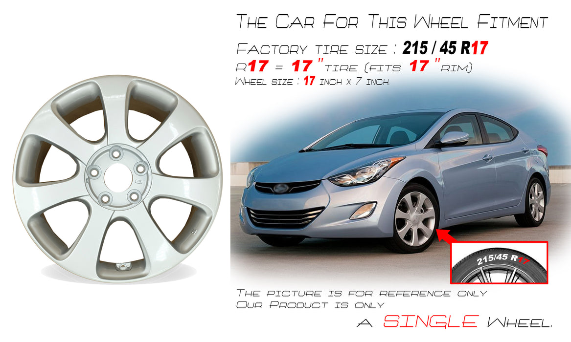 For Hyundai  Elantra OEM Design Wheel 17” 17x7 2011-2013 Silver Single Replacement Rim