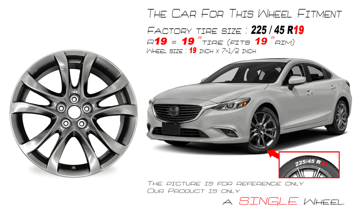 19" Brand New Single 19x7.5 Alloy Wheel for Mazda 6 2014-2017 Dark Hyper Silver OEM Quality Replacement Rim