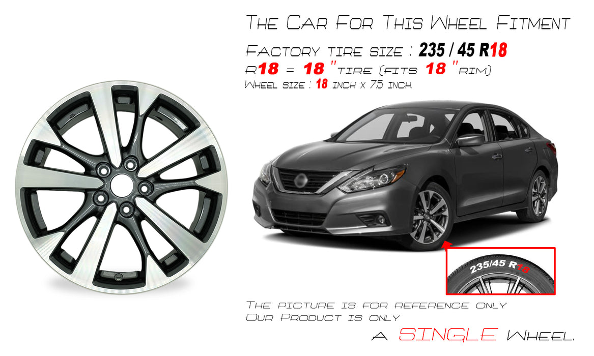 Brand New Single 18" 18X7.5 Alloy Wheel for NISSAN Altima 2016 2017 Machined Grey OEM Quality Replacement Rim