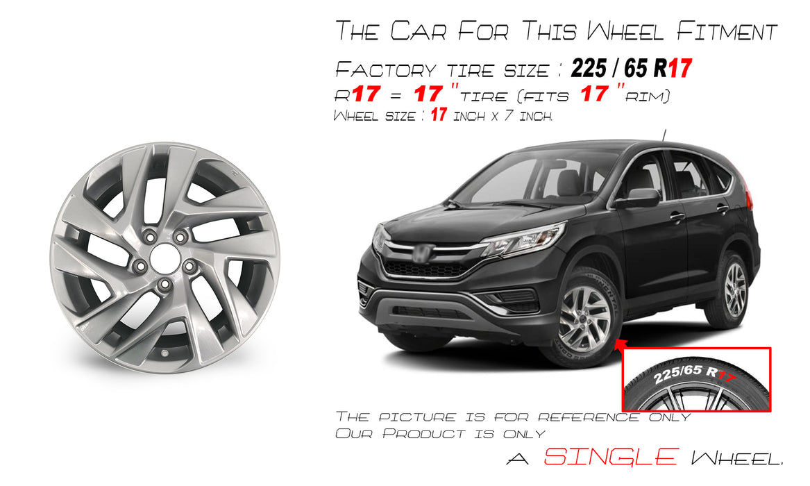 17" Brand New Single 17x7 Alloy Twisted Spoke Wheel For HONDA CR-V 2015-2016 SILVER OEM Quality Replacement Rim