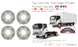16" Set of 4 16x6 White Steel Wheels For ISUZU NPR NPR-HD NQR 1995-2023 OEM Quality Replacement Rim 8971451132