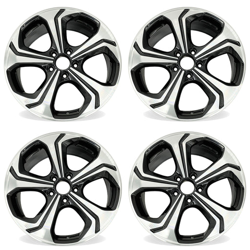 18" SET OF 4 18X7.5  Machined BLACK Wheels For 2014 2015 Honda Civic OEM Quality Replacement Rim