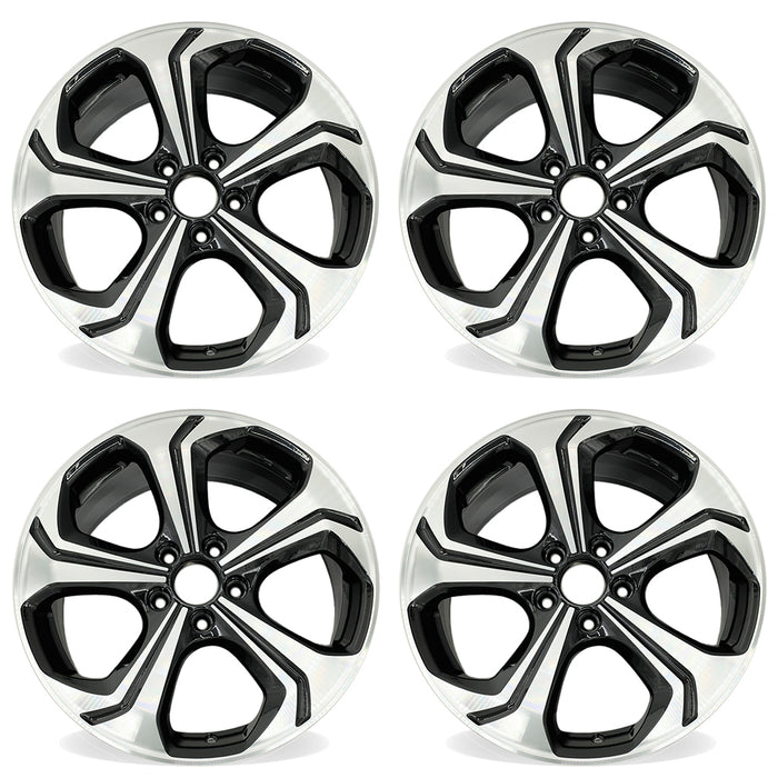 18" SET OF 4 18X7.5  Machined BLACK Wheels For 2014 2015 Honda Civic OEM Quality Replacement Rim