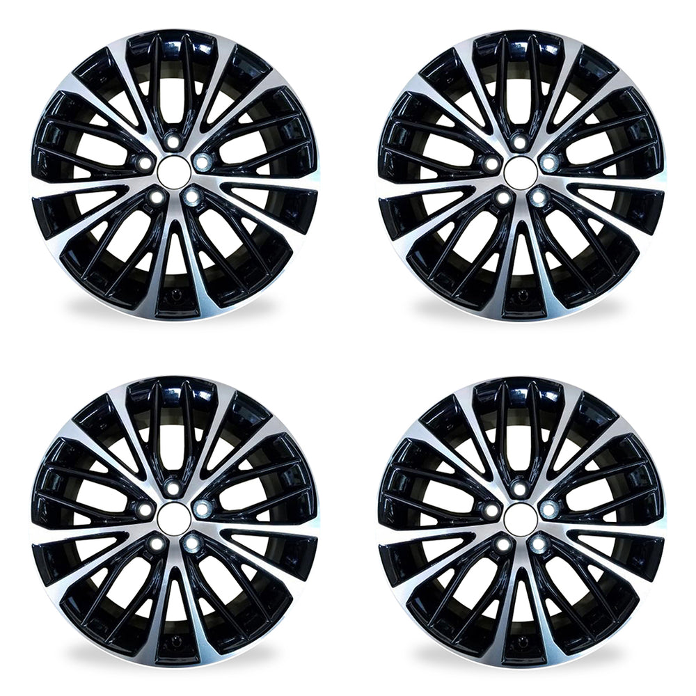 18" 18x8 Set of 4 New Machined Black Alloy Wheels For 2018-2022 Toyota Camry OEM Quality Replacement Rim