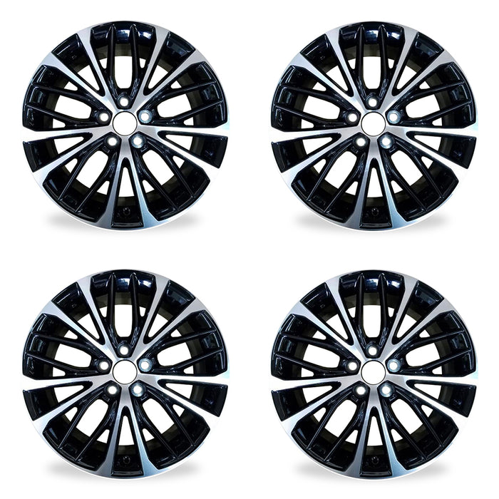 18" 18x8 Set of 4 New Machined Black Alloy Wheels For 2018-2022 Toyota Camry OEM Quality Replacement Rim
