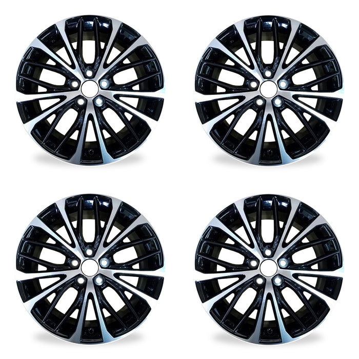 18" 18x8 Set of 4 New Machined Black Alloy Wheels For 2018-2022 Toyota Camry OEM Quality Replacement Rim
