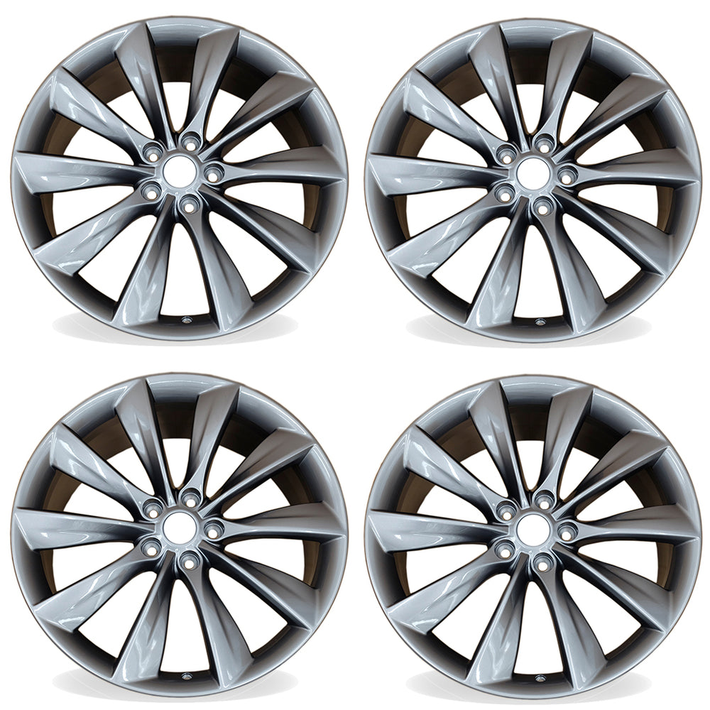 21" Set of 4 21x8.5 Charcoal Alloy Front and Rear Wheels For Tesla Model S 2012-2017 OEM Quality Replacement Rim 98727 6005868