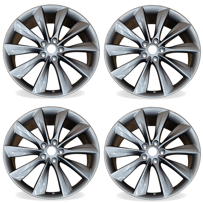 21" Set of 4 21x8.5 Charcoal Alloy Front and Rear Wheels For Tesla Model S 2012-2017 OEM Quality Replacement Rim 98727 6005868