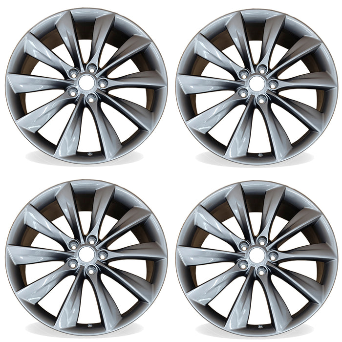21" Set of 4 21x8.5 Charcoal Alloy Front and Rear Wheels For Tesla Model S 2012-2017 OEM Quality Replacement Rim 98727 6005868