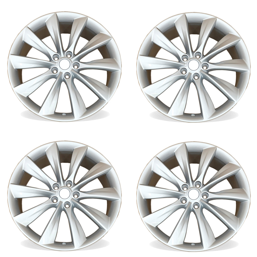 21" Set of 4 21x8.5 Silver Alloy Front and Rear Wheels For Tesla Model S 2012-2017 OEM Quality Replacement Rim 98727 6005868