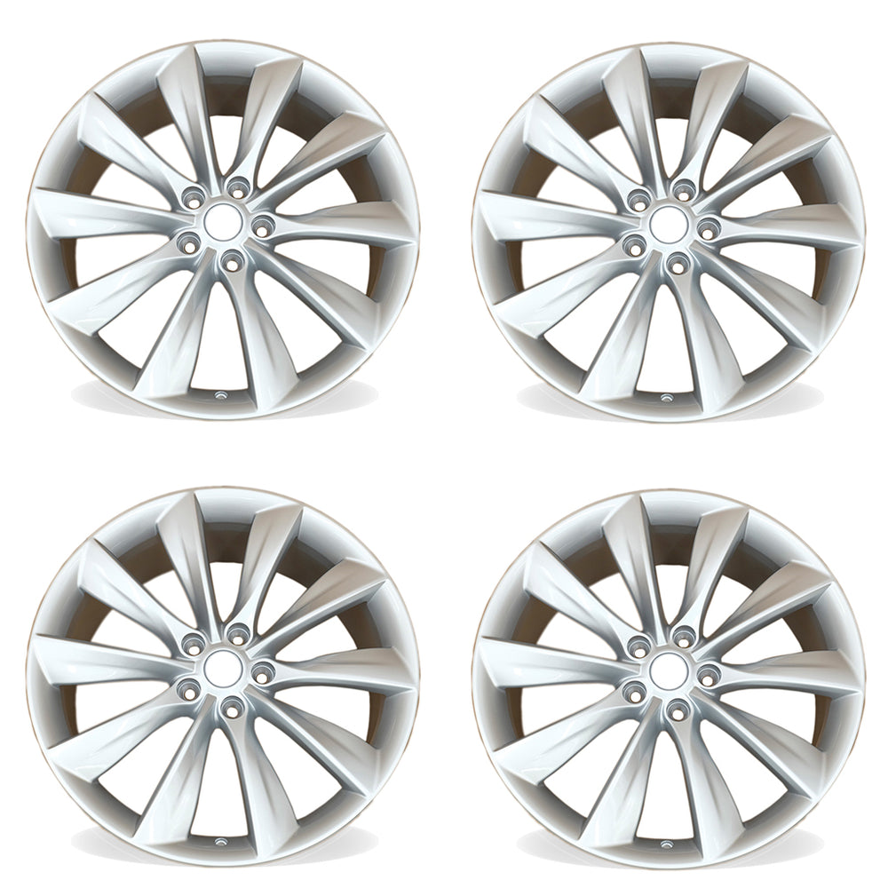 21" Set of 4 21x8.5 Silver Alloy Front and Rear Wheels For Tesla Model S 2012-2017 OEM Quality Replacement Rim 98727 6005868