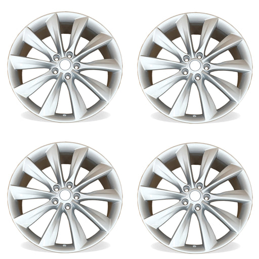 21" Set of 4 21x8.5 Silver Alloy Front and Rear Wheels For Tesla Model S 2012-2017 OEM Quality Replacement Rim 98727 6005868