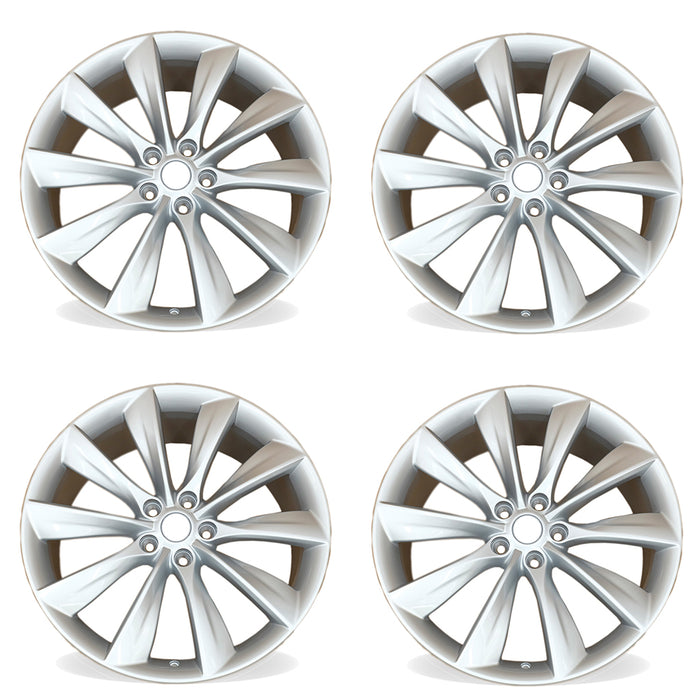 21" Set of 4 21x8.5 Silver Alloy Front and Rear Wheels For Tesla Model S 2012-2017 OEM Quality Replacement Rim 98727 6005868