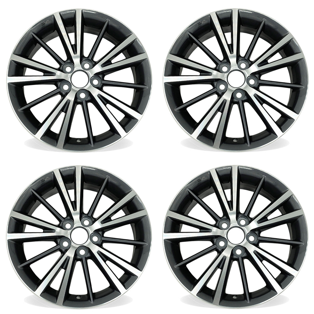16" Set of 4 16X6.5  Machined GREY Wheels For 2016-2019 Toyota Corolla OEM Quality Replacement Rim